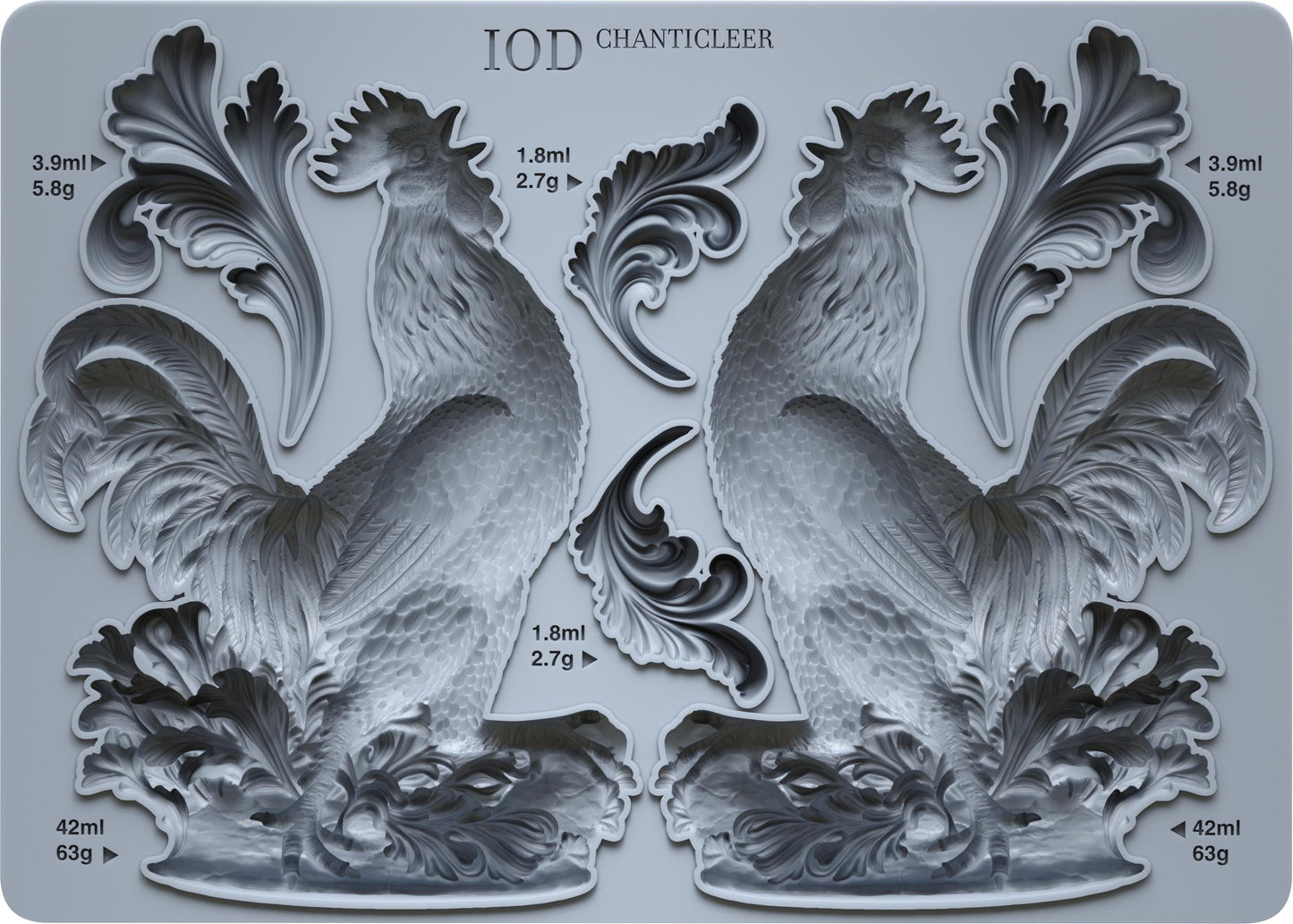 Chanticleer Mould IOD décor mould 5 x 7 - by Iron Orchid Designs