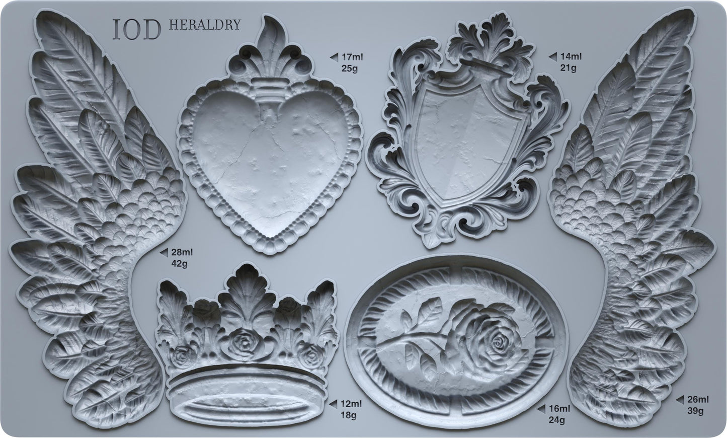 Heraldry IOD décor mould 6 x 10 - by Iron Orchid Designs