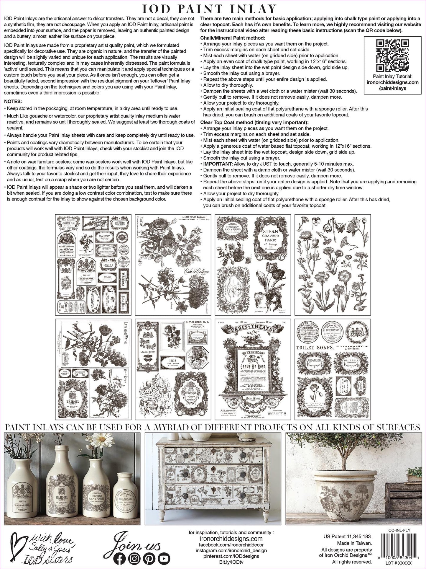 Floriography IOD Paint Inlay by Iron Orchid Design (8) 12 X 16 Sheets - Limited Release