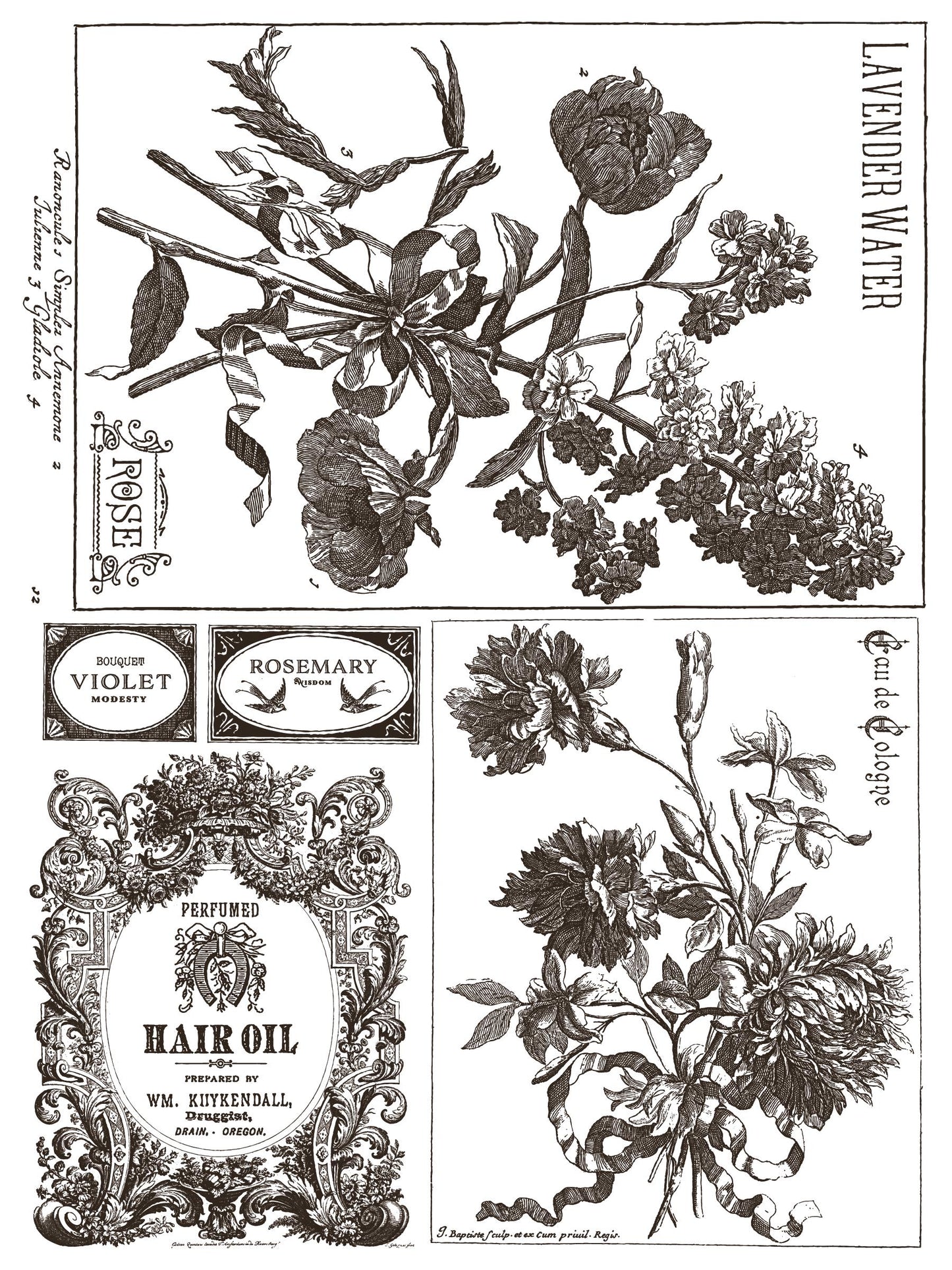 Floriography IOD Paint Inlay by Iron Orchid Design (8) 12 X 16 Sheets - Limited Release