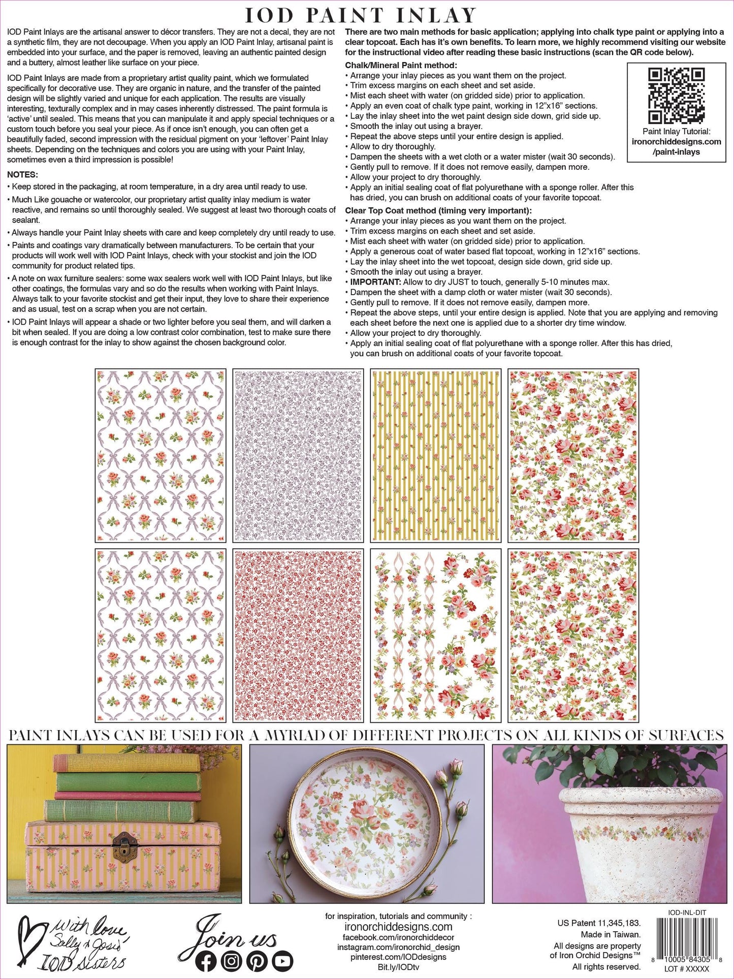 Ditsy Blooms IOD Paint Inlay by Iron Orchid Design (8) 12 X 16 Sheets Limited Release