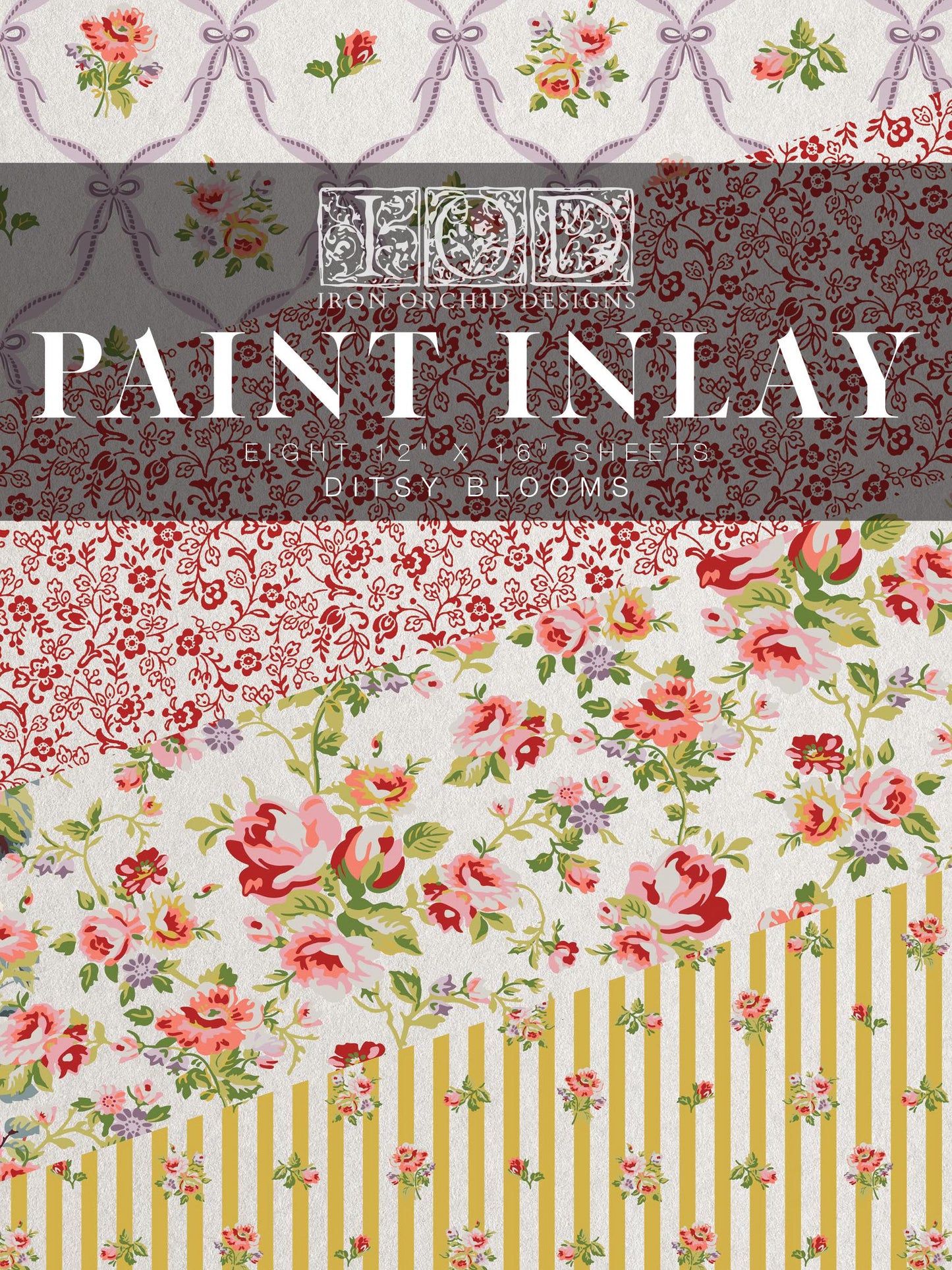 Ditsy Blooms IOD Paint Inlay by Iron Orchid Design (8) 12 X 16 Sheets Limited Release