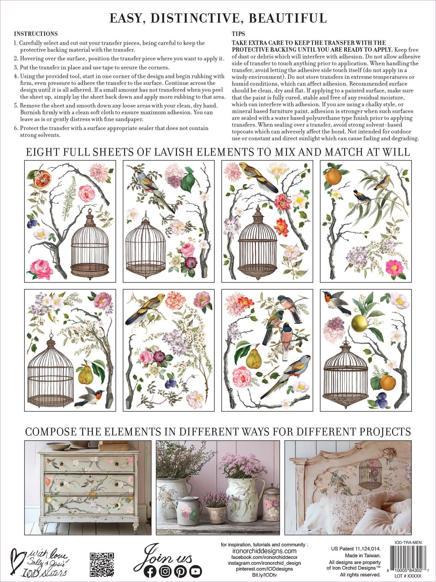 Menagerie IOD Transfer Pad with (8) 12 X 16 Sheets by Iron Orchid Designs Rub-On Furniture Transfer Decal