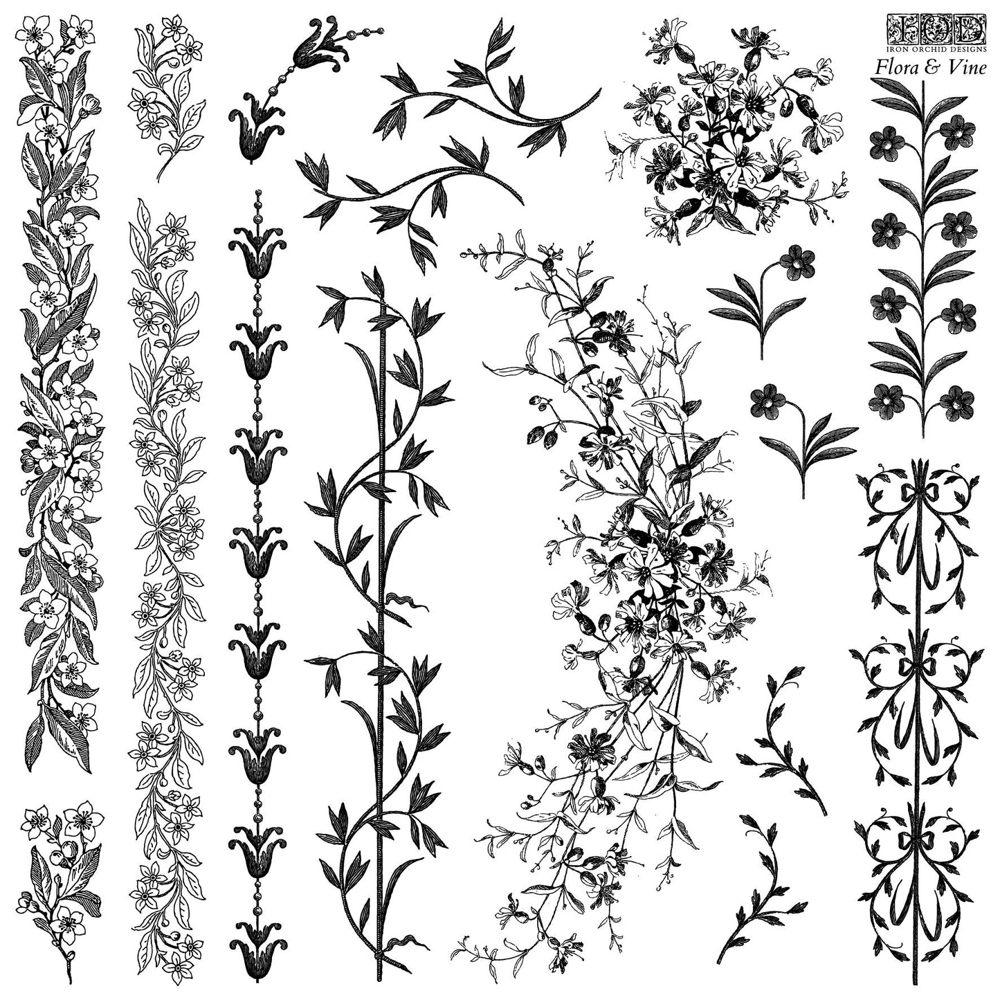 Flora & Vine 12 x 12 IOD stamp - by Iron Orchid Designs