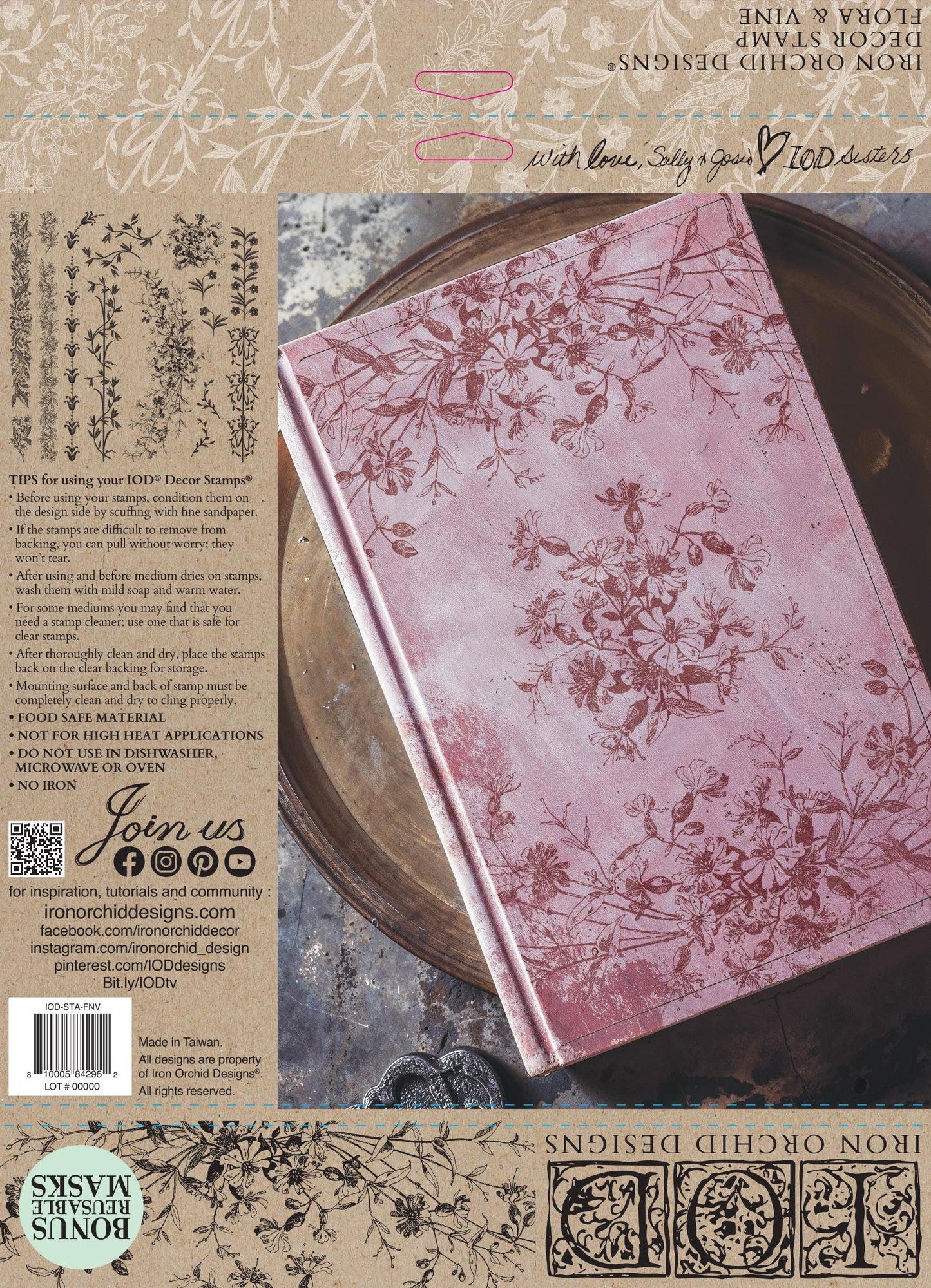 Flora & Vine 12 x 12 IOD stamp - by Iron Orchid Designs