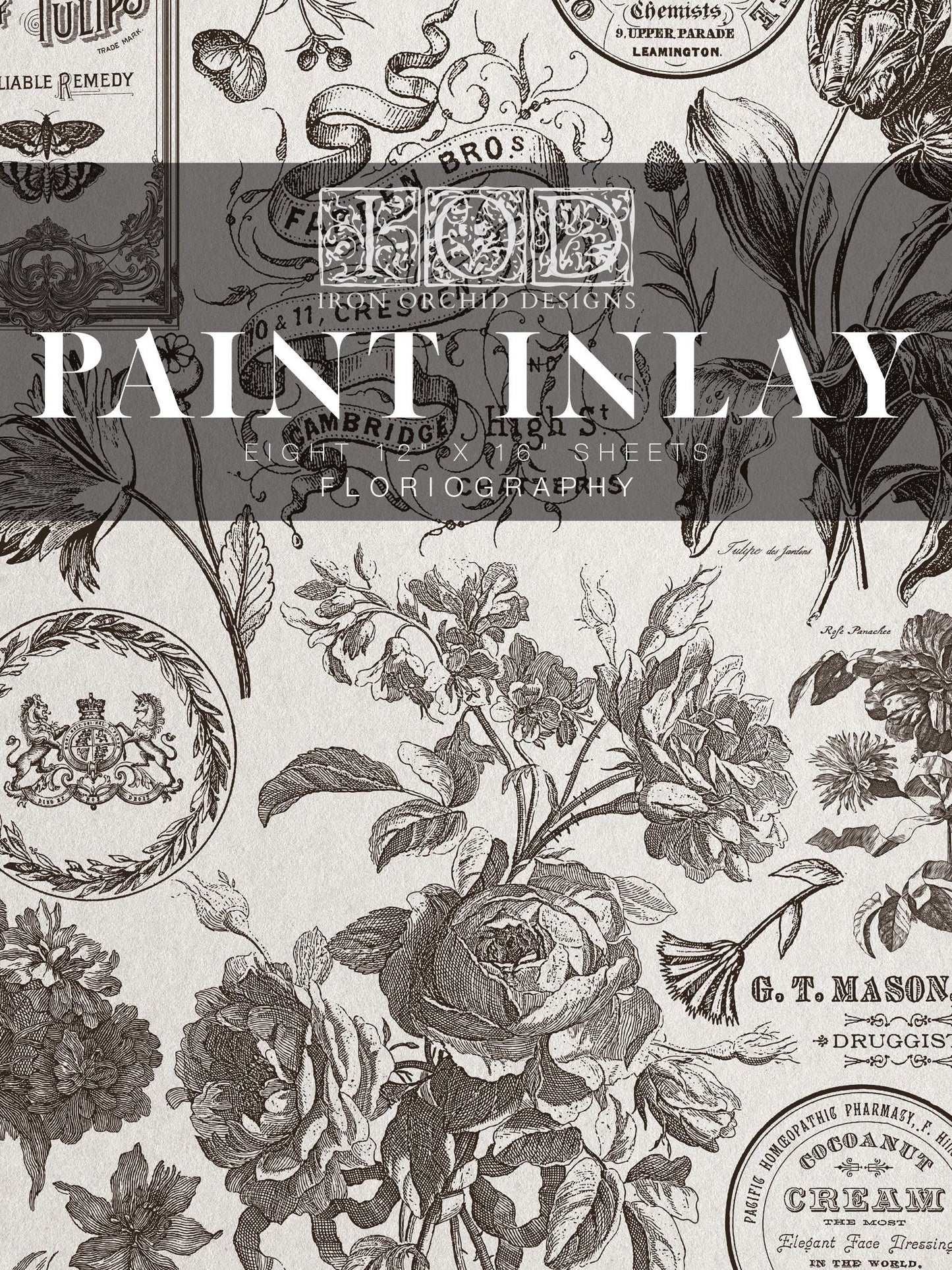 Floriography IOD Paint Inlay by Iron Orchid Design (8) 12 X 16 Sheets - Limited Release