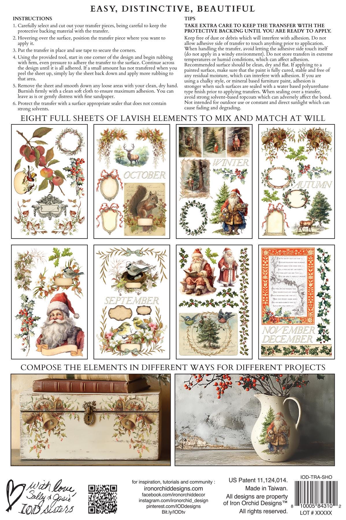 Santas Hollow IOD Transfer Pad with (8) 8 x 12 Sheets by Iron Orchid Designs Rub-On Furniture Transfer Decal - 2025 Limited Holiday Release