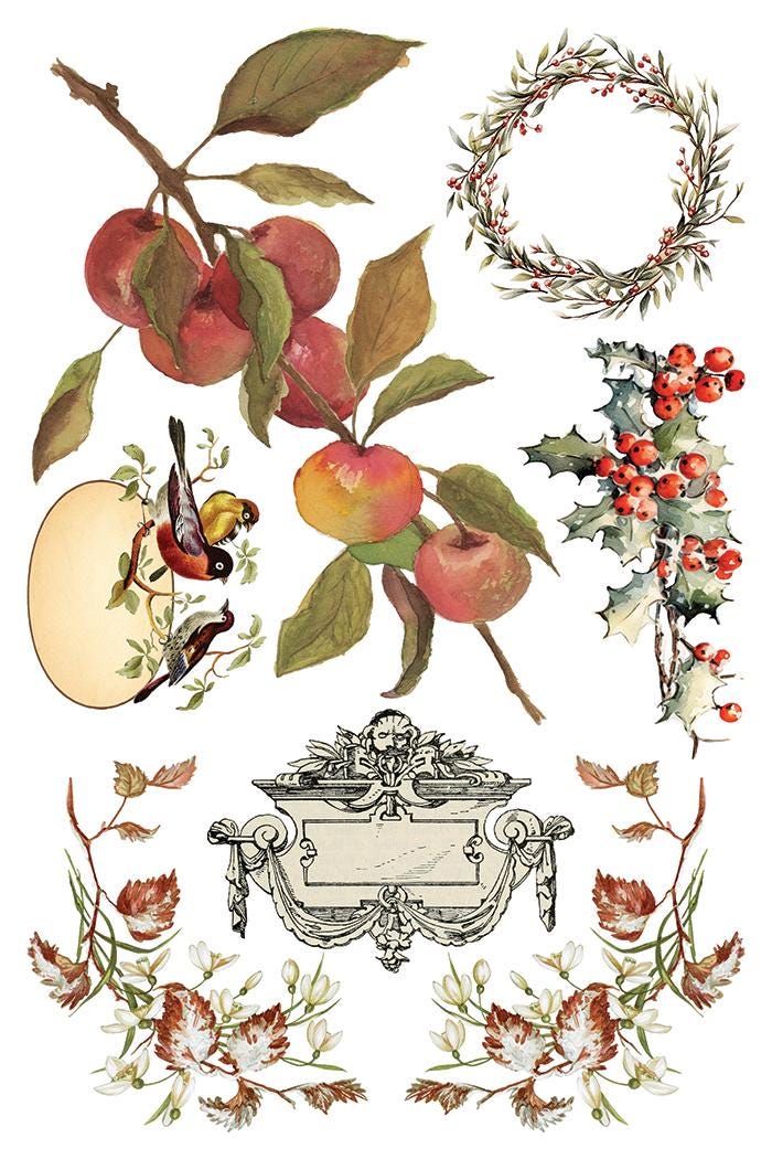 Santas Hollow IOD Transfer Pad with (8) 8 x 12 Sheets by Iron Orchid Designs Rub-On Furniture Transfer Decal - 2025 Limited Holiday Release