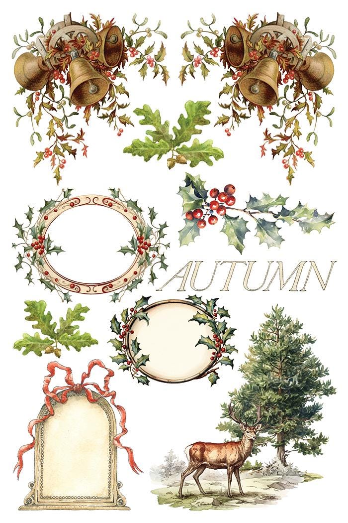 Santas Hollow IOD Transfer Pad with (8) 8 x 12 Sheets by Iron Orchid Designs Rub-On Furniture Transfer Decal - 2025 Limited Holiday Release