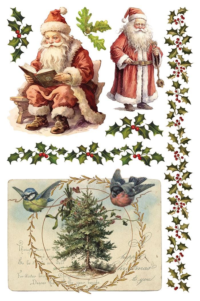 Santas Hollow IOD Transfer Pad with (8) 8 x 12 Sheets by Iron Orchid Designs Rub-On Furniture Transfer Decal - 2025 Limited Holiday Release