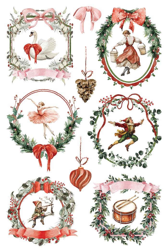 Partridge Lane IOD Transfer Pad with (8) 8 x 12 Sheets by Iron Orchid Designs Rub-On Furniture Transfer Decal - 2025 Limited Holiday Release