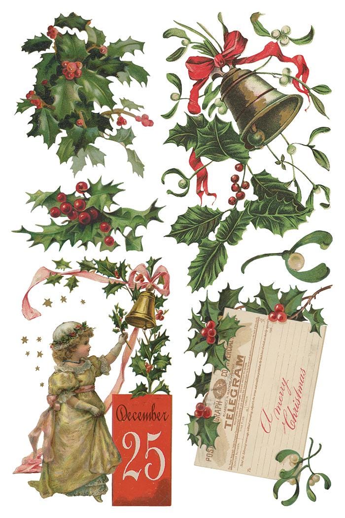 Christmas Joy IOD Transfer Pad with (8) 8 x 12 Sheets by Iron Orchid Designs Rub-On Furniture Transfer Decal - 2025 Limited Holiday Release