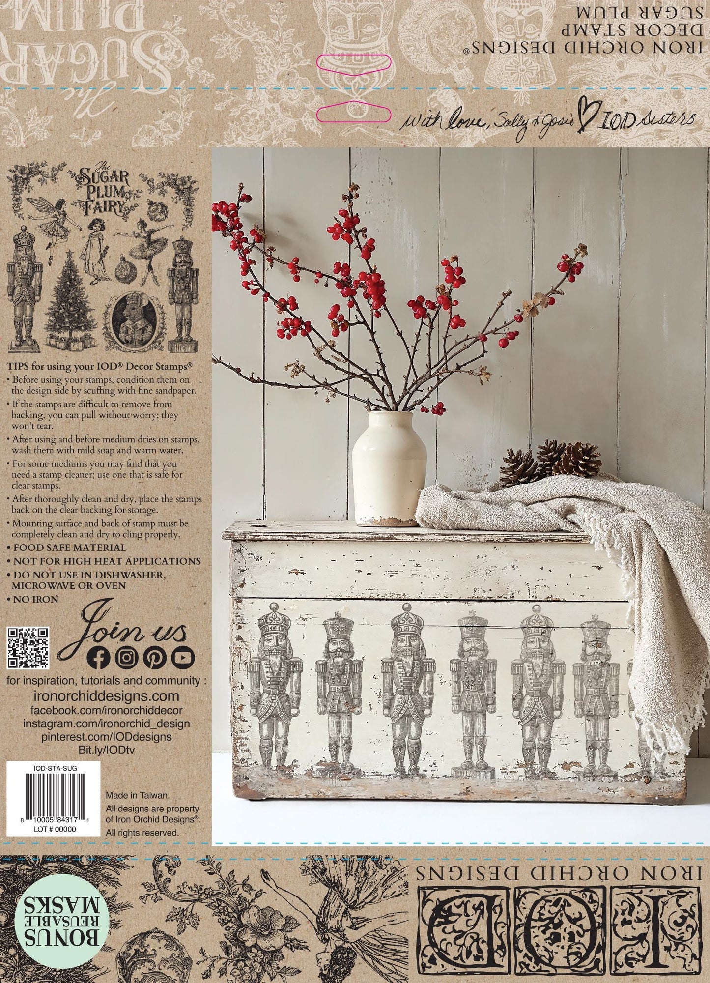 Sugar Plum 12 x 12 IOD stamp - by Iron Orchid Designs - 2025 Limited Holiday Release