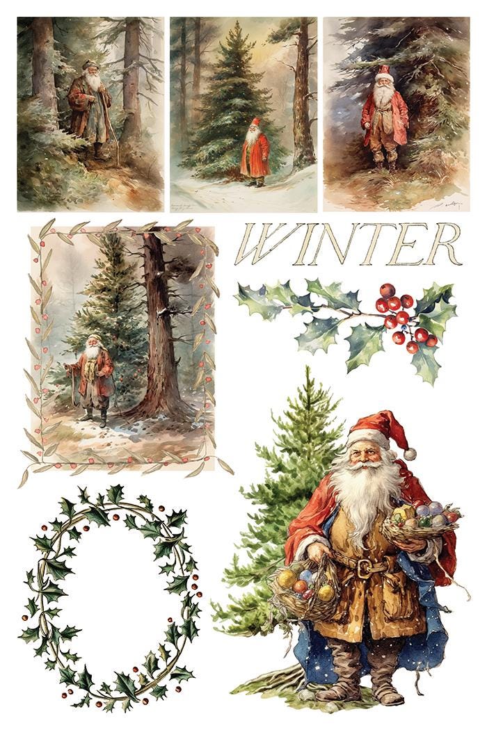 Santas Hollow IOD Transfer Pad with (8) 8 x 12 Sheets by Iron Orchid Designs Rub-On Furniture Transfer Decal - 2025 Limited Holiday Release