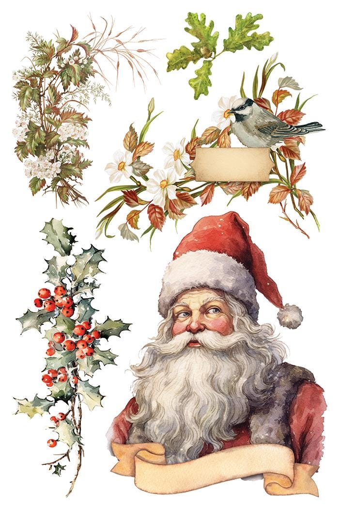 Santas Hollow IOD Transfer Pad with (8) 8 x 12 Sheets by Iron Orchid Designs Rub-On Furniture Transfer Decal - 2025 Limited Holiday Release