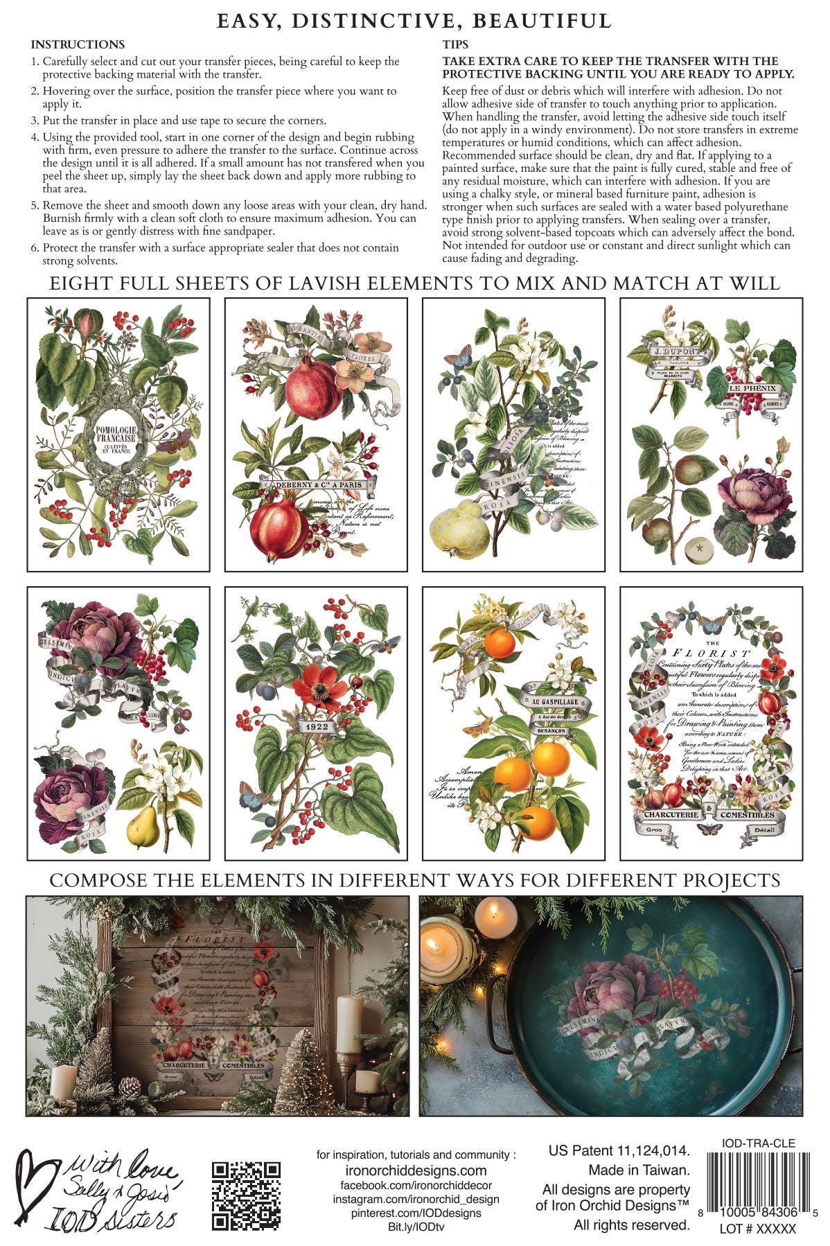 Clementine IOD Transfer Pad with (8) 8 x 12 Sheets by Iron Orchid Designs Rub-On Furniture Transfer Decal -2025 Limited Holiday Release
