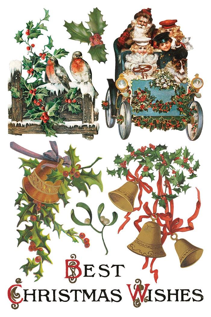 Christmas Joy IOD Transfer Pad with (8) 8 x 12 Sheets by Iron Orchid Designs Rub-On Furniture Transfer Decal - 2025 Limited Holiday Release