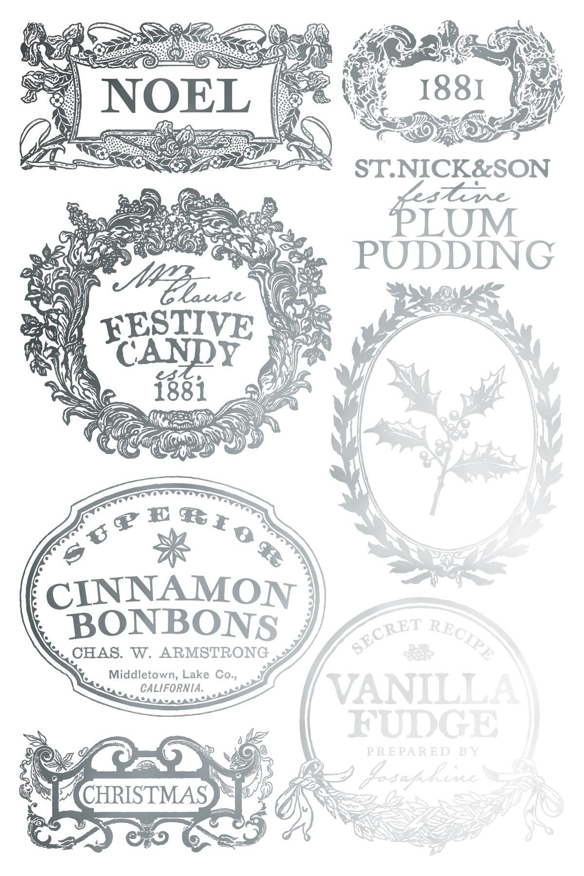 Figgy & Flourish IOD Foil Transfer Pad (8) 8 x 12 Sheets by Iron Orchid Designs Rub-On Furniture Transfer Decal 2025 Limited Holiday Release