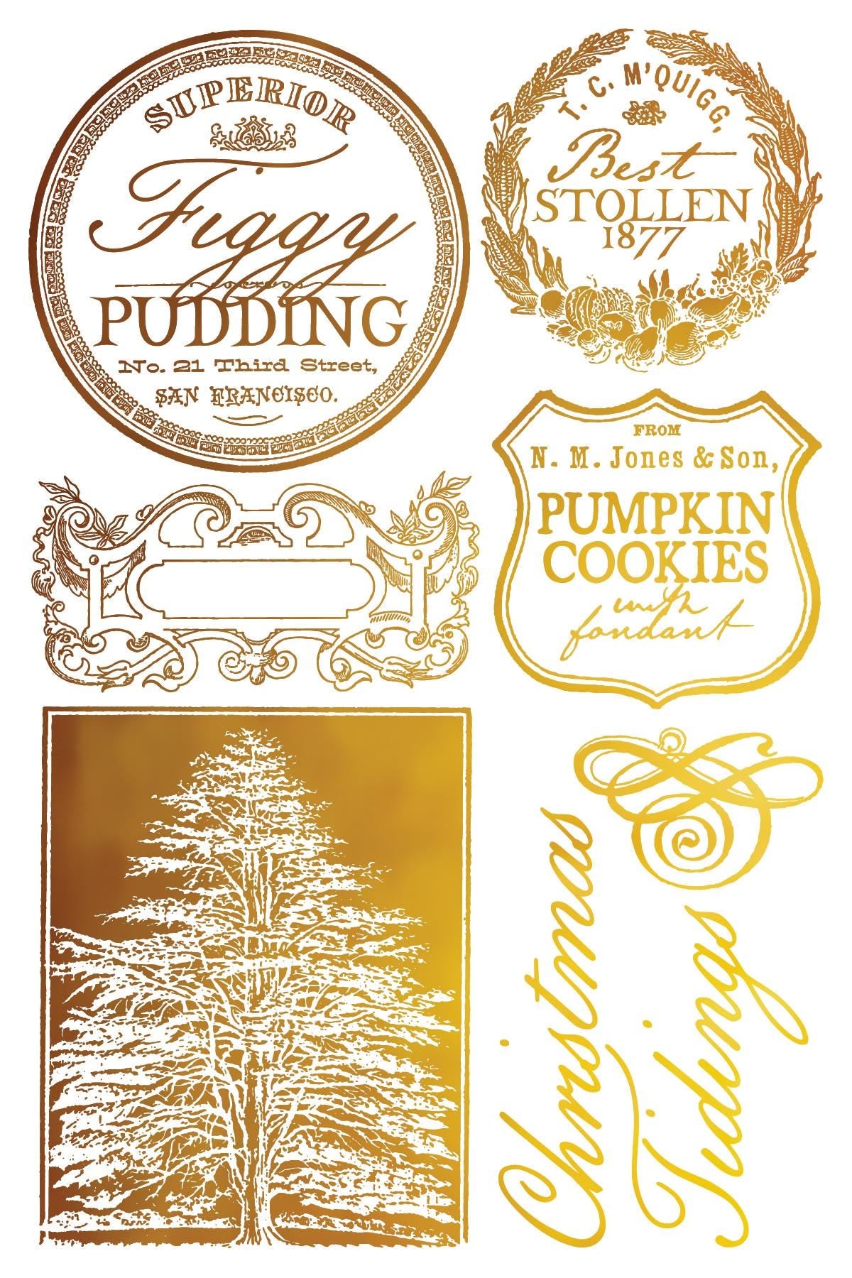 Figgy & Flourish IOD Foil Transfer Pad (8) 8 x 12 Sheets by Iron Orchid Designs Rub-On Furniture Transfer Decal 2025 Limited Holiday Release