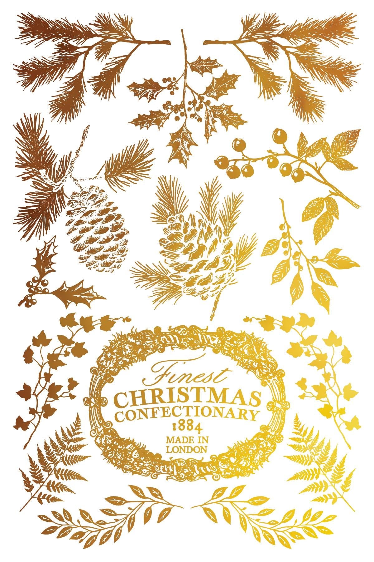 Figgy & Flourish IOD Foil Transfer Pad (8) 8 x 12 Sheets by Iron Orchid Designs Rub-On Furniture Transfer Decal 2025 Limited Holiday Release