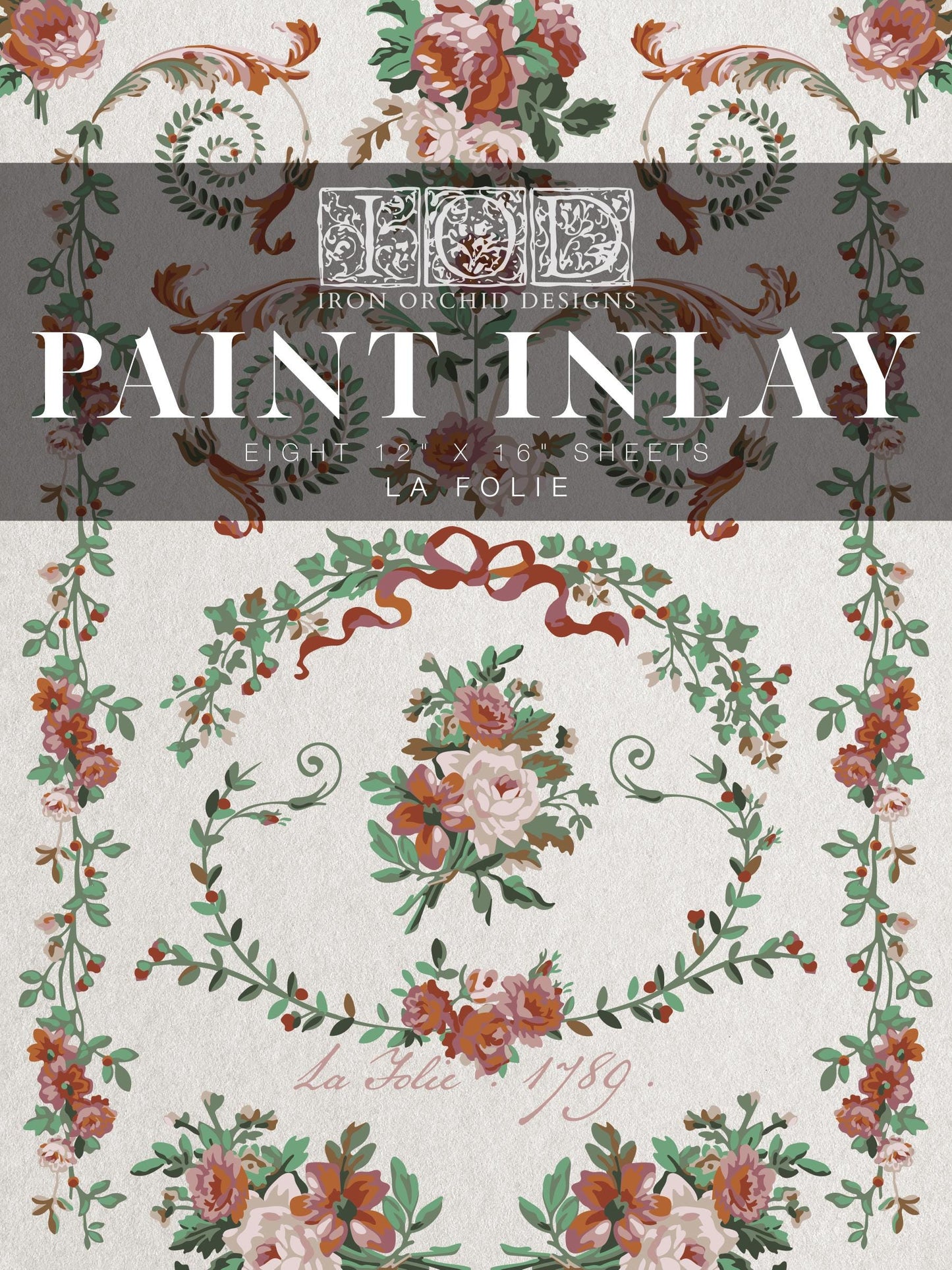 La Folie IOD Paint Inlay by Iron Orchid Design (8) 12 X 16 Sheets - 2025 Limited Holiday Release