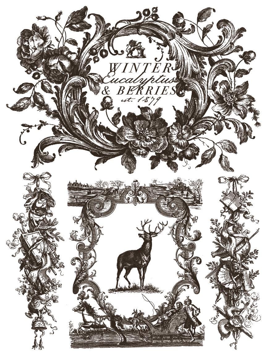Twelfth Night IOD Paint Inlay by Iron Orchid Design (8) 12 X 16 Sheets - 2025 Limited Holiday Release