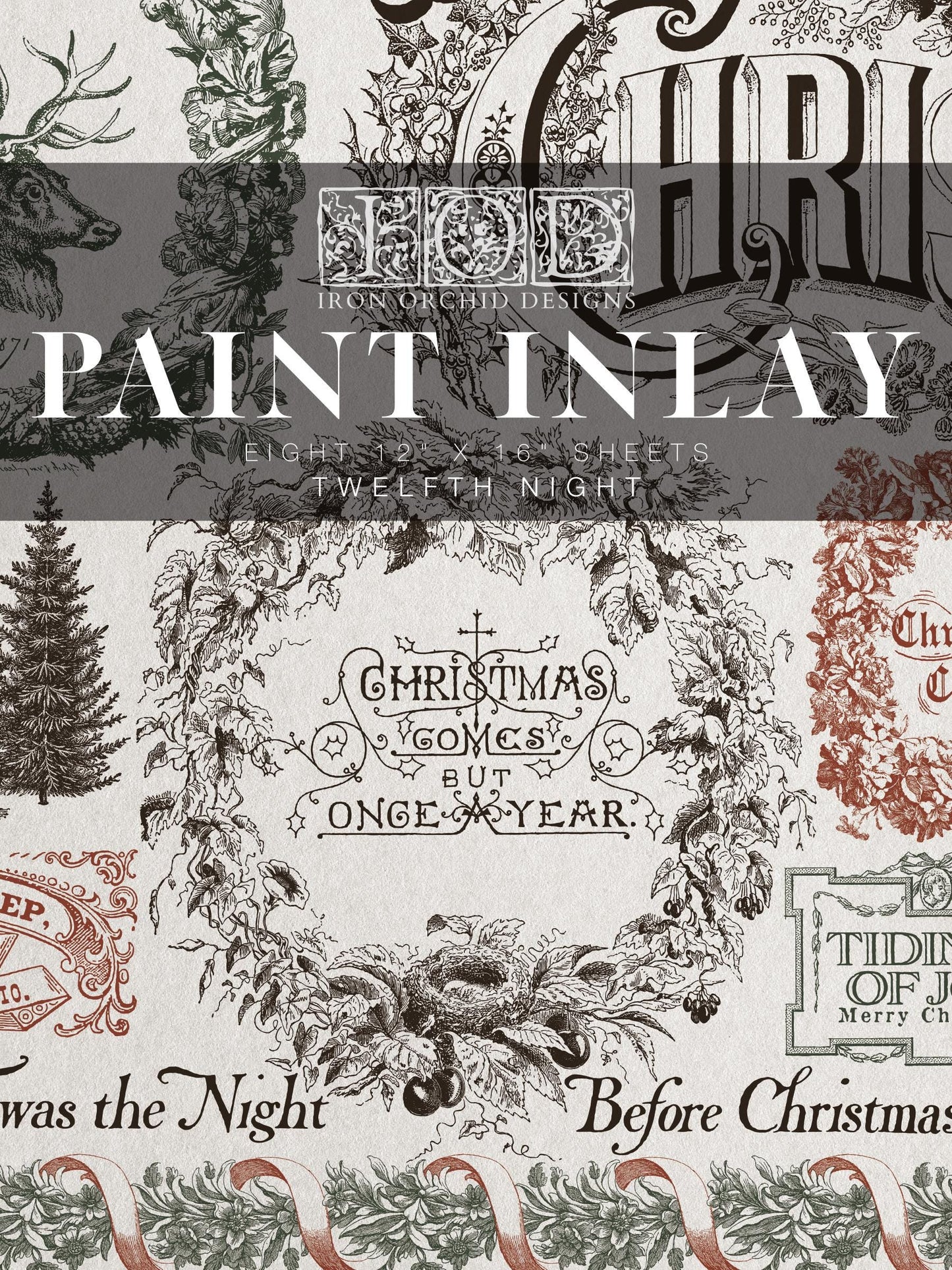 Twelfth Night IOD Paint Inlay by Iron Orchid Design (8) 12 X 16 Sheets - 2025 Limited Holiday Release