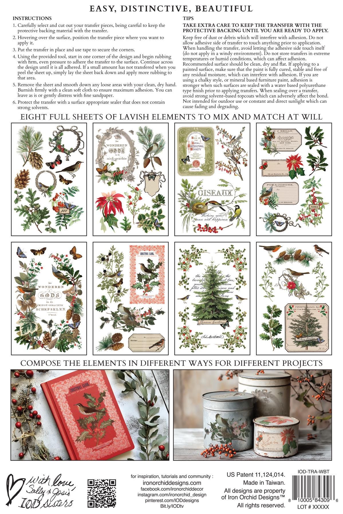 Winter Botanist IOD Transfer Pad with (8) 8 x 12 Sheets by Iron Orchid Designs Rub-On Furniture Transfer Decal 2025 Limited Holiday Release