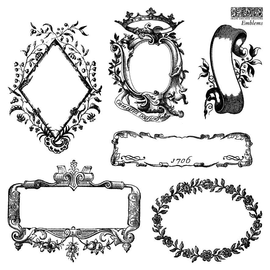 Emblems IOD stamp 4 sheets 6 X 6 - by Iron Orchid Designs - New Release
