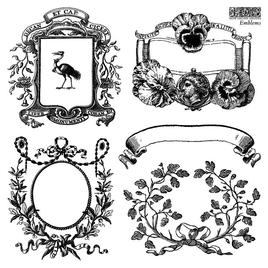 Emblems IOD stamp 4 sheets 6 X 6 - by Iron Orchid Designs - New Release