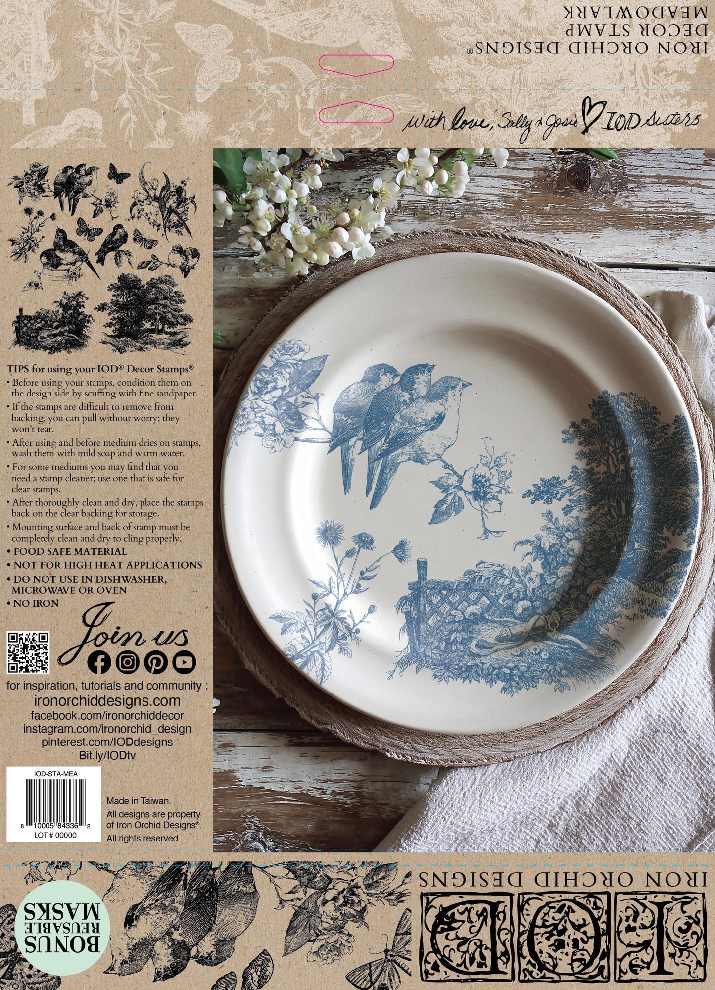 Meadowlark 12 x 12 IOD stamp - by Iron Orchid Designs - New Release