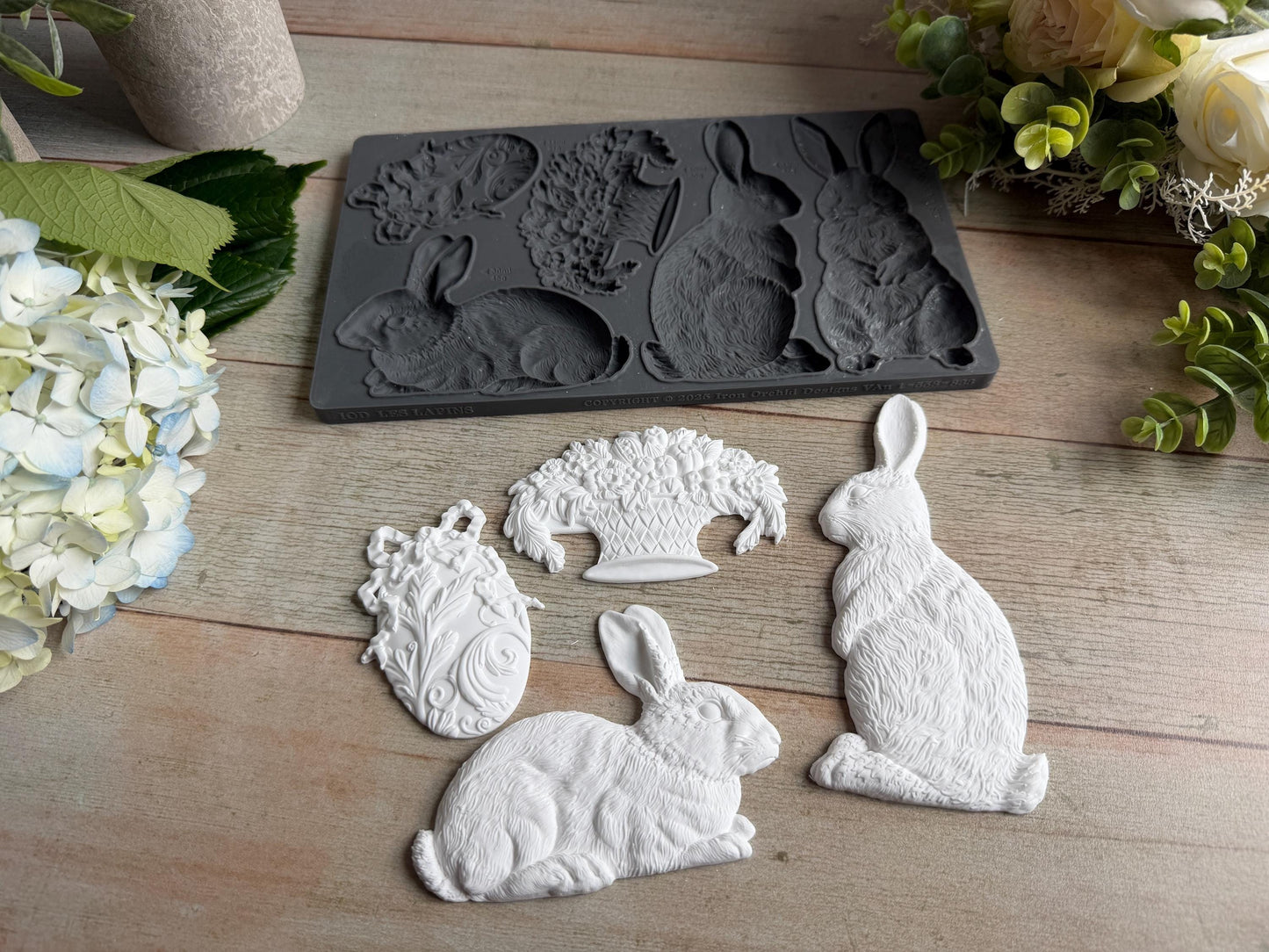 Les Lapins IOD décor mould 6 x 10 - by Iron Orchid Designs - New Release