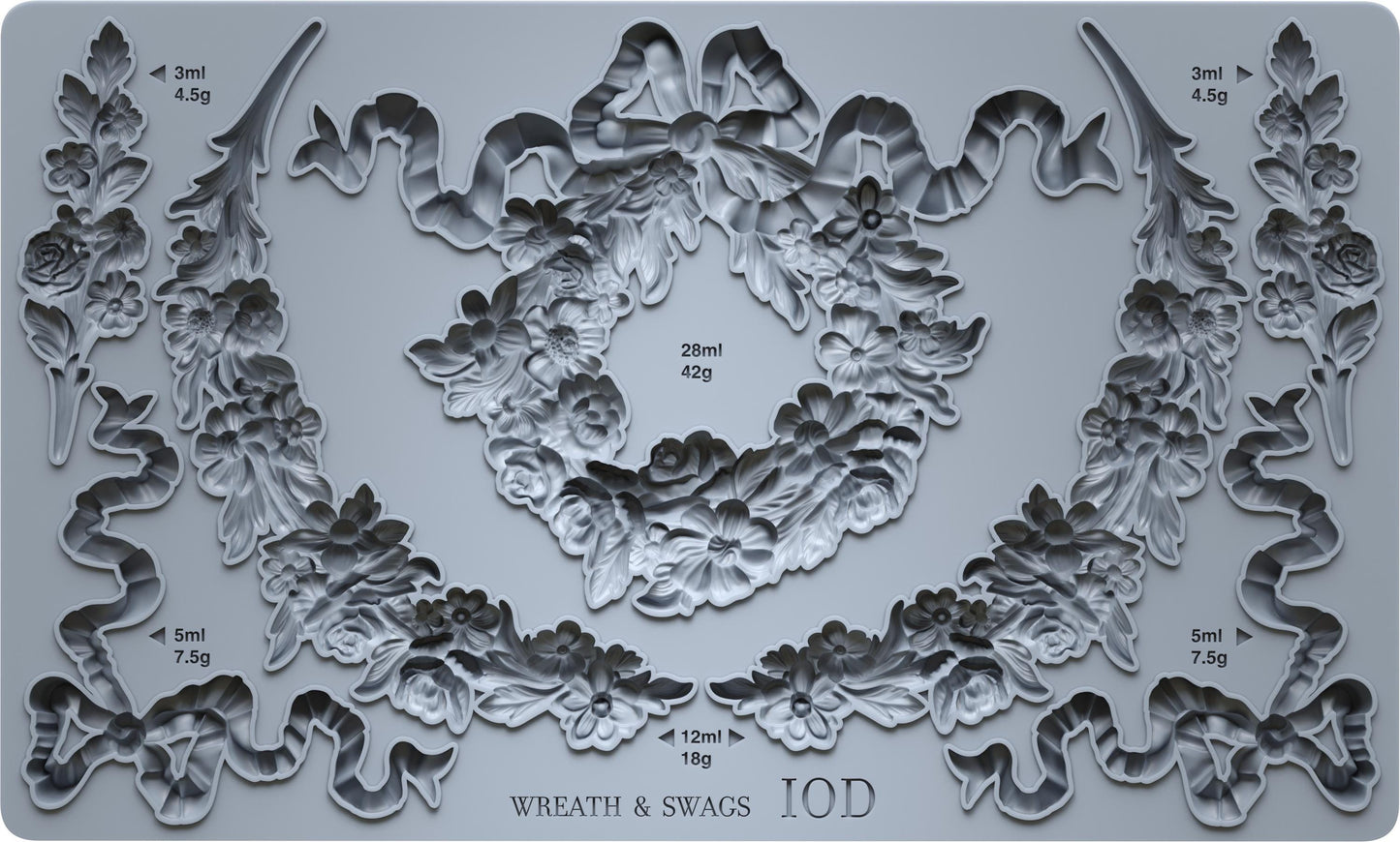 Wreath and Swags IOD décor mould 6 x 10 - by Iron Orchid Designs - New Release