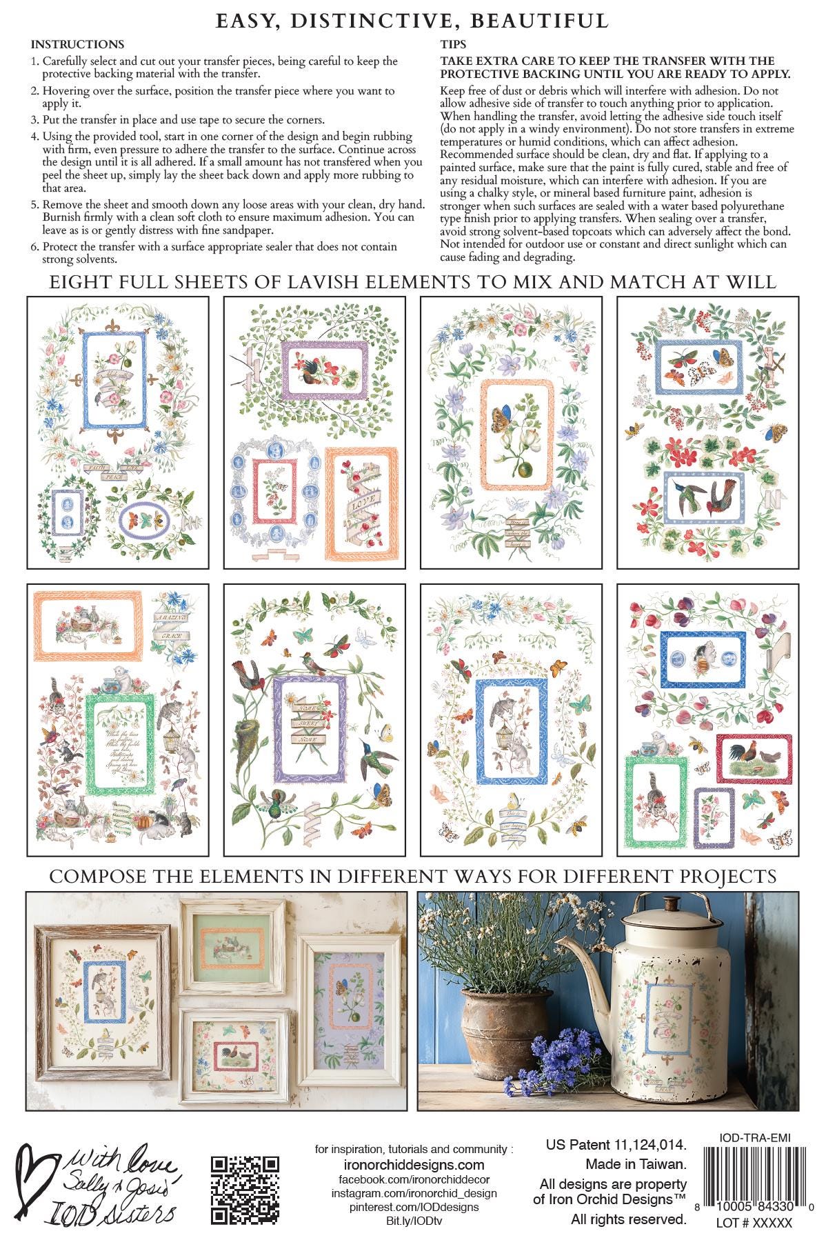 Emily Clare IOD Transfer Pad with (8) 8 x 12 Sheets by Iron Orchid Designs Rub-On Furniture Transfer Decal - New Release
