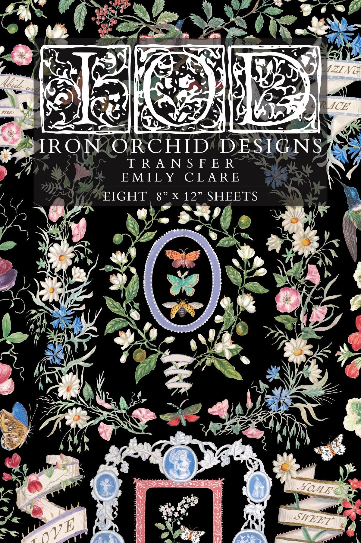 Emily Clare IOD Transfer Pad with (8) 8 x 12 Sheets by Iron Orchid Designs Rub-On Furniture Transfer Decal - New Release