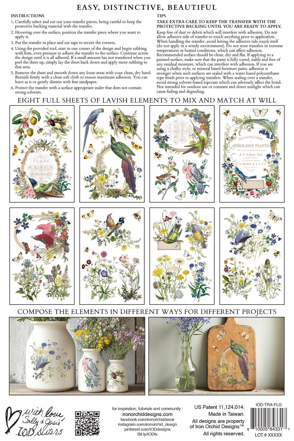 Flora Greca IOD Transfer Pad with (8) 8 x 12 Sheets by Iron Orchid Designs Rub-On Furniture Transfer Decal - New Release