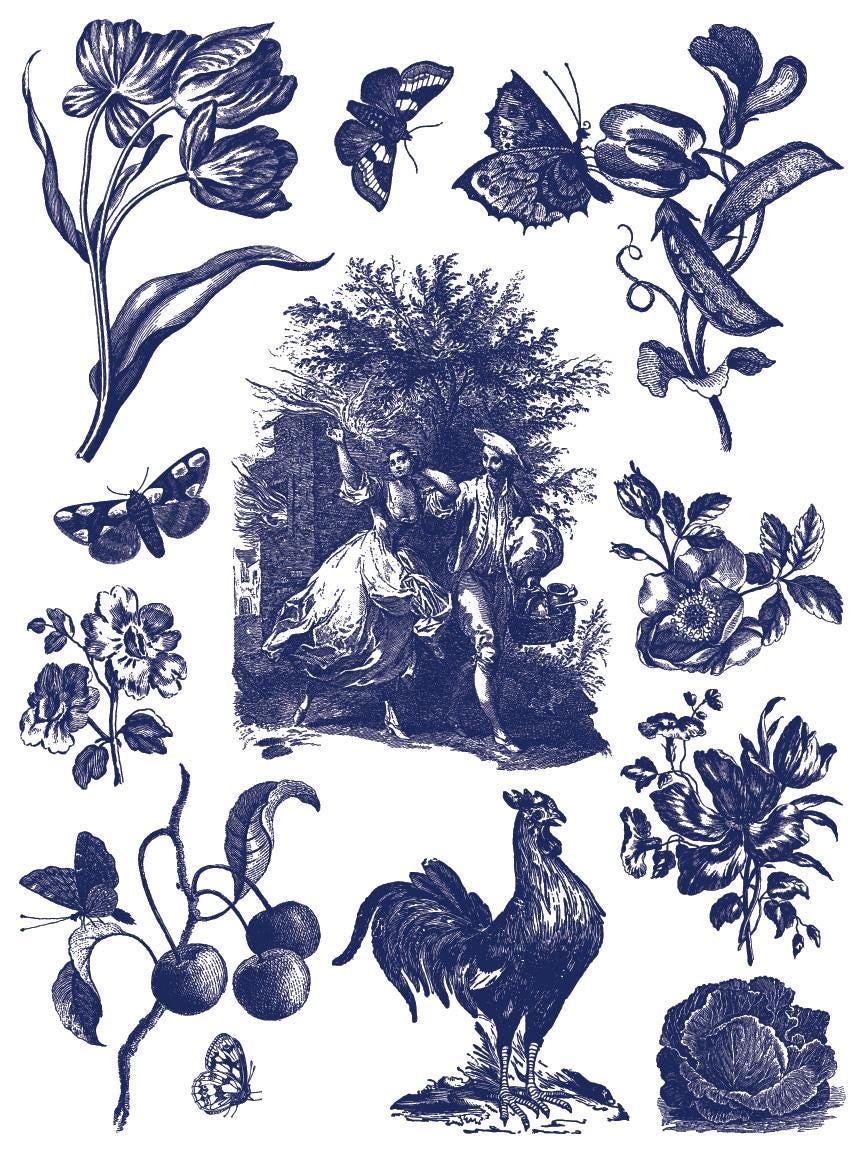 Hameau De La Reine IOD Paint Inlay by Iron Orchid Design (8) 12 X 16 Sheets - New Release