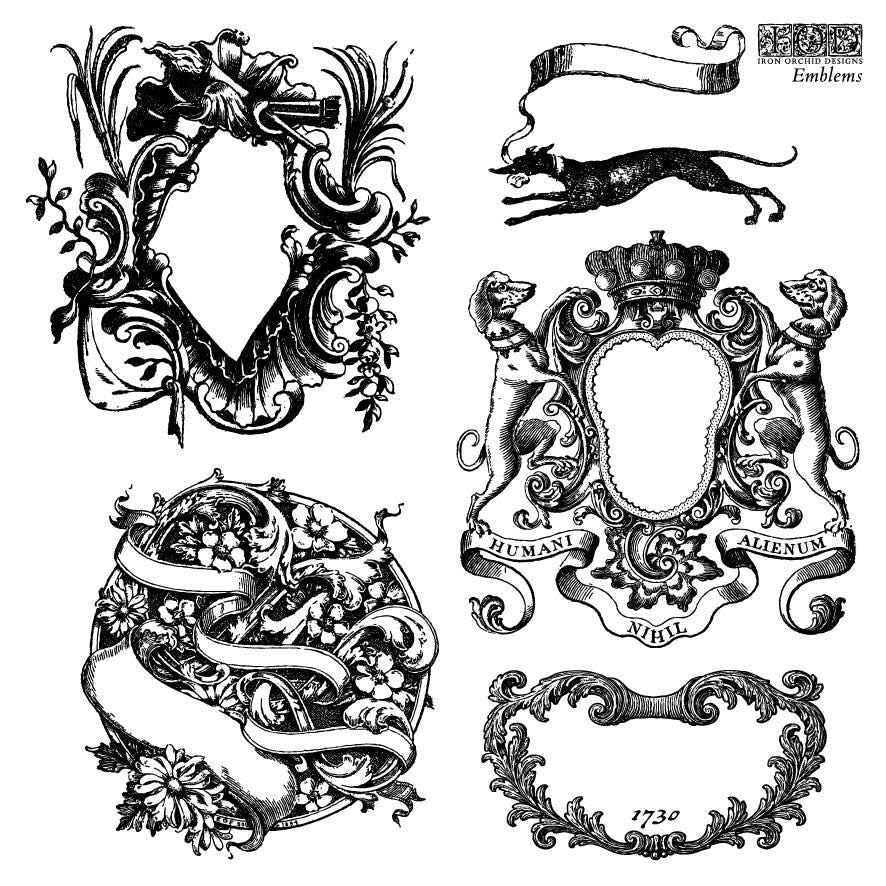 Emblems IOD stamp 4 sheets 6 X 6 - by Iron Orchid Designs - New Release