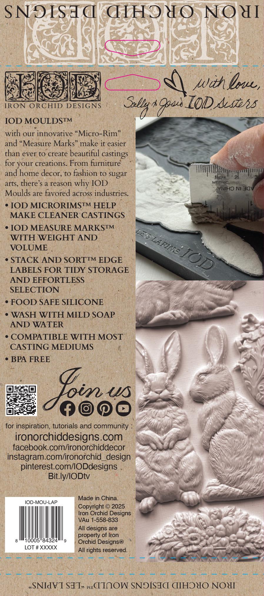 Les Lapins IOD décor mould 6 x 10 - by Iron Orchid Designs - New Release