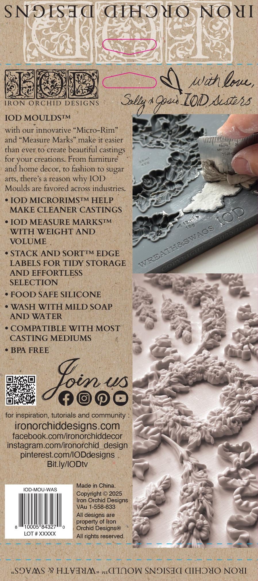 Wreath and Swags IOD décor mould 6 x 10 - by Iron Orchid Designs - New Release