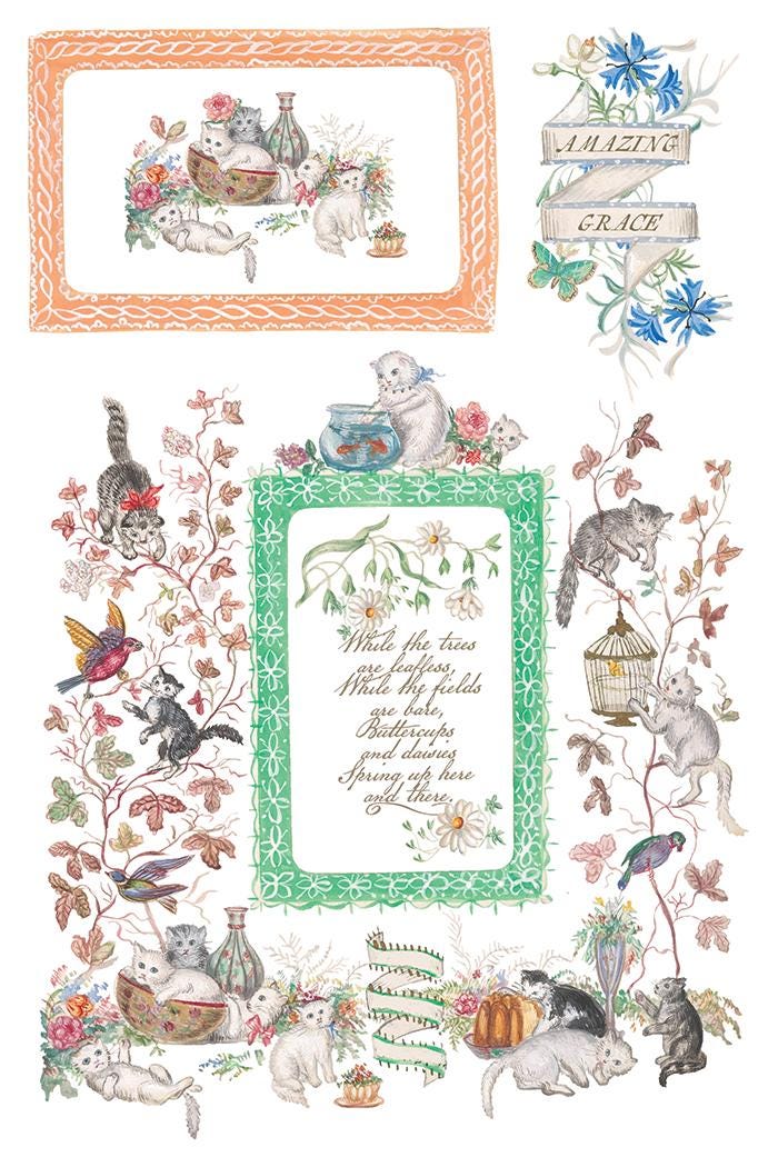 Emily Clare IOD Transfer Pad with (8) 8 x 12 Sheets by Iron Orchid Designs Rub-On Furniture Transfer Decal - New Release