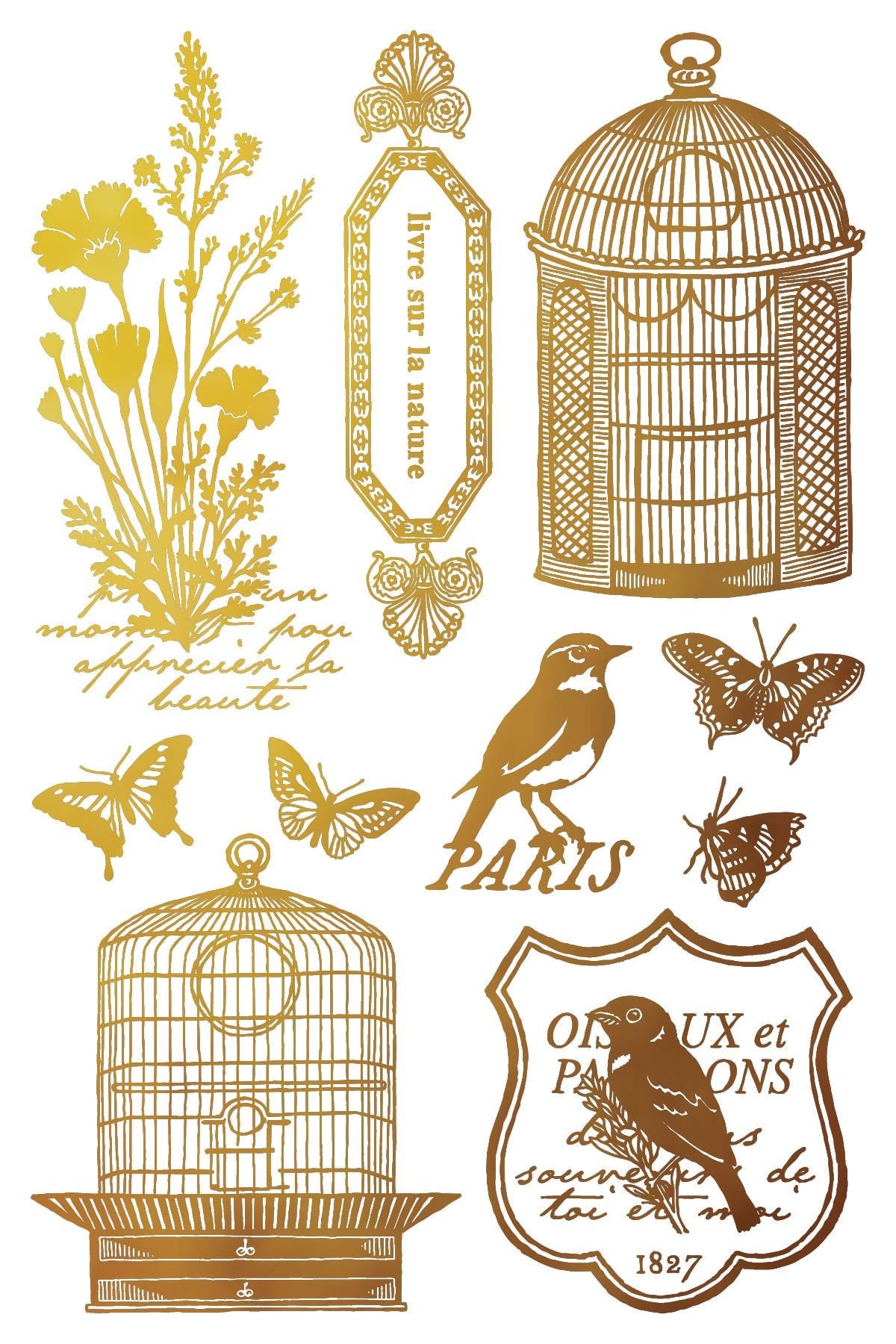 Papillon IOD Gilded Foil Transfer Pad with (8) 8 x 12 Sheets by Iron Orchid Designs Rub-On Furniture Transfer Decal - New Release