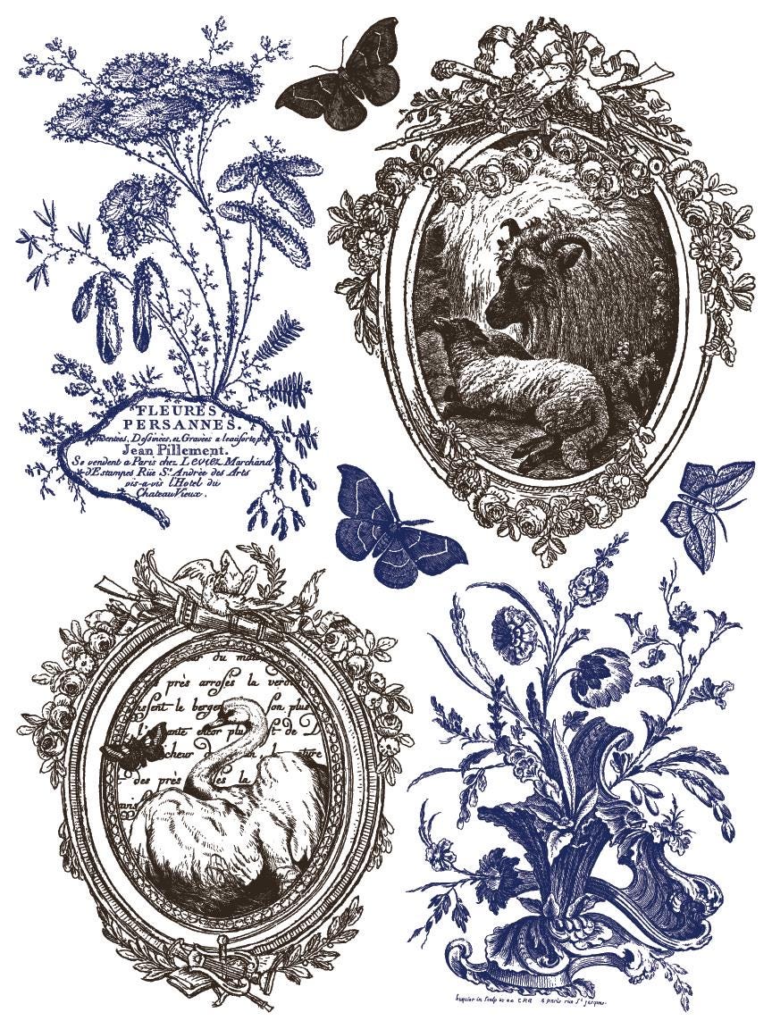 Hameau De La Reine IOD Paint Inlay by Iron Orchid Design (8) 12 X 16 Sheets - New Release