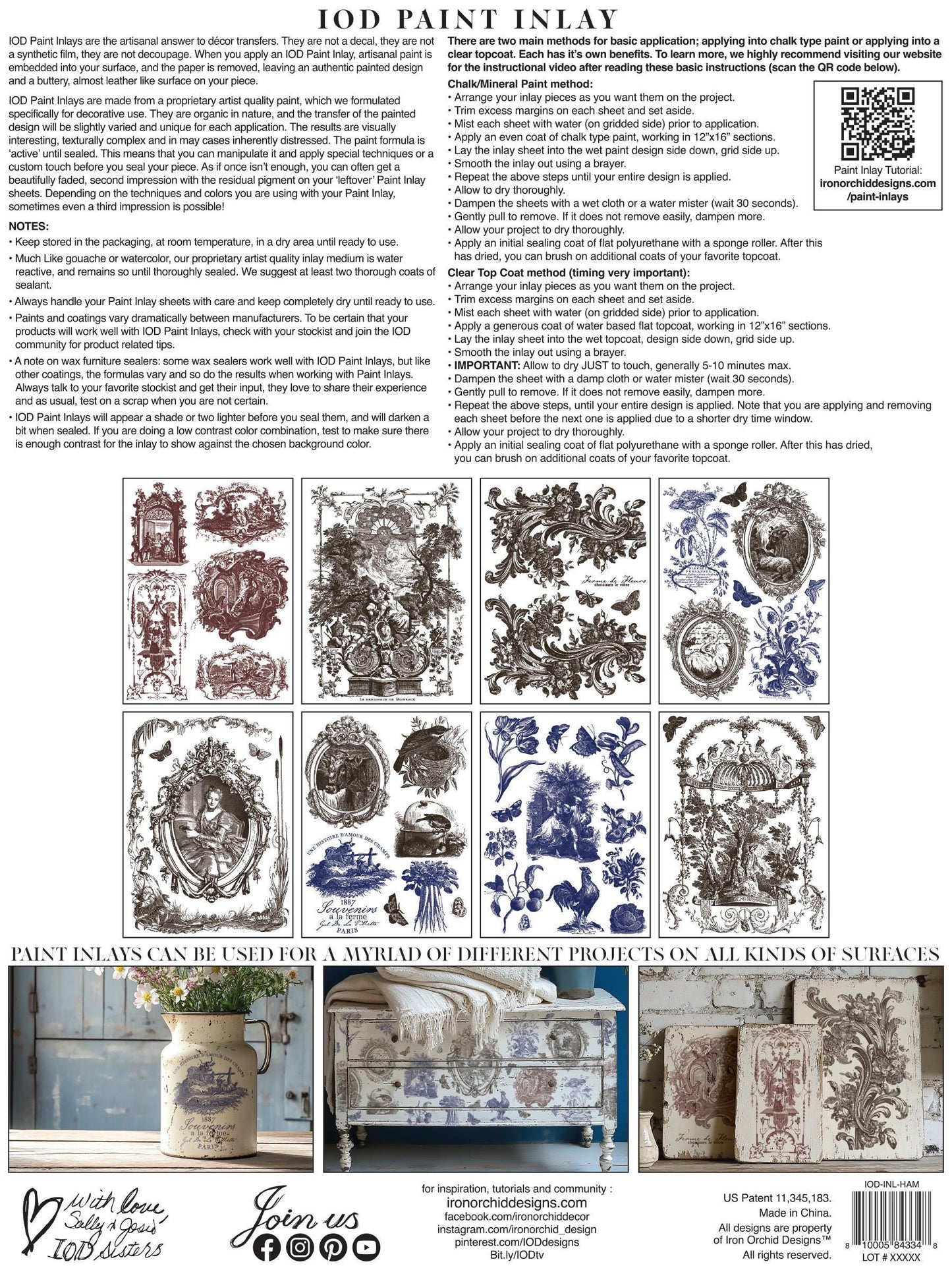 Hameau De La Reine IOD Paint Inlay by Iron Orchid Design (8) 12 X 16 Sheets - New Release