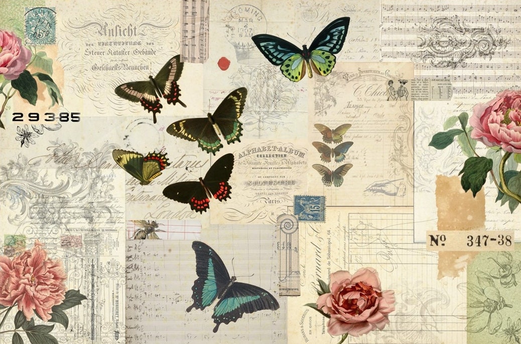 Roycycled Decoupage Paper | Butterfly Masterboard  20" x 30"