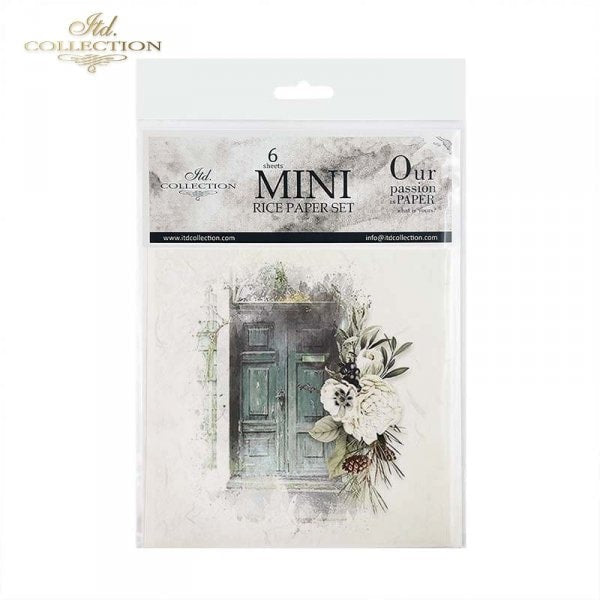 Doors with Flowers ITD Collection decoupage paper |  6 sheets of rice paper 6" x 6" each 6 different designs in one package