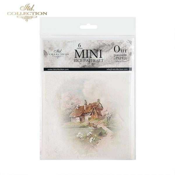 idyllic rural views ITD Collection decoupage paper |  6 sheets of rice paper 6" x 6" each 6 different designs in one package