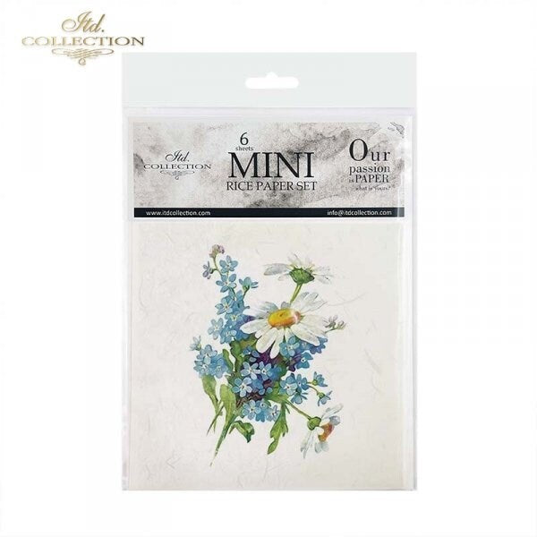Spring flowers forget me nots ITD Collection decoupage paper |  6 sheets of rice paper 6" x 6" each 6 different designs in one package