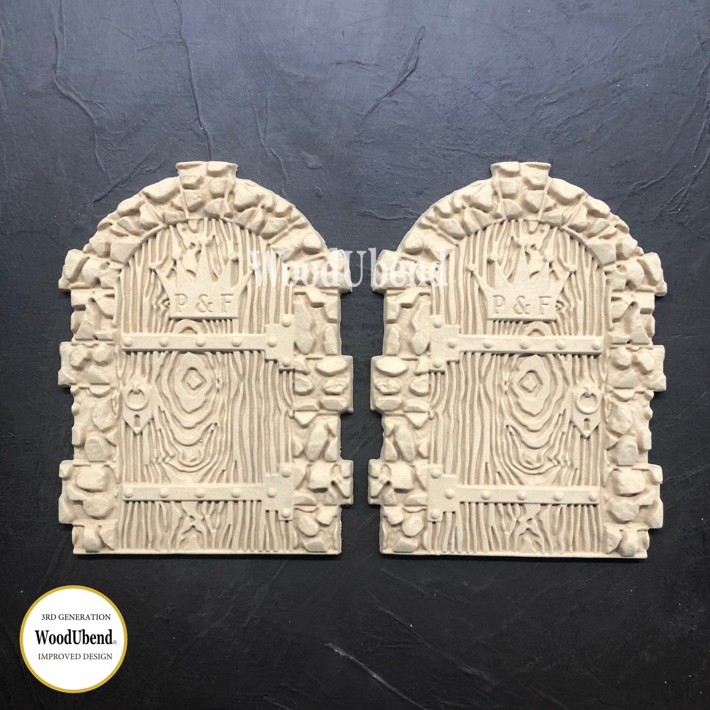 Wood U Bend Set of 2 Medieval Doors WUB2279 (7 x 5.2 in)