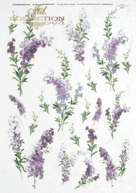 lavender Stems ITD Collection decoupage paper | Size A4 - 210x297 mm | 8.27x11.7 in | paper weight 30-35 gsm R0103